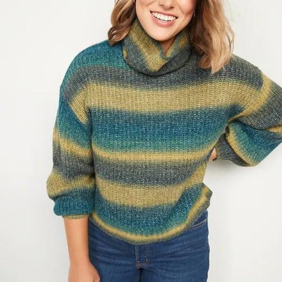 Old Navy Sweaters - Old Navy Striped Shaker-Stitch Turtleneck Sweater for Women New